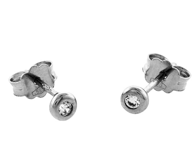 Λευκόχρυσα Σκουλαρίκια Μονόπετρα Κ14 SK55958