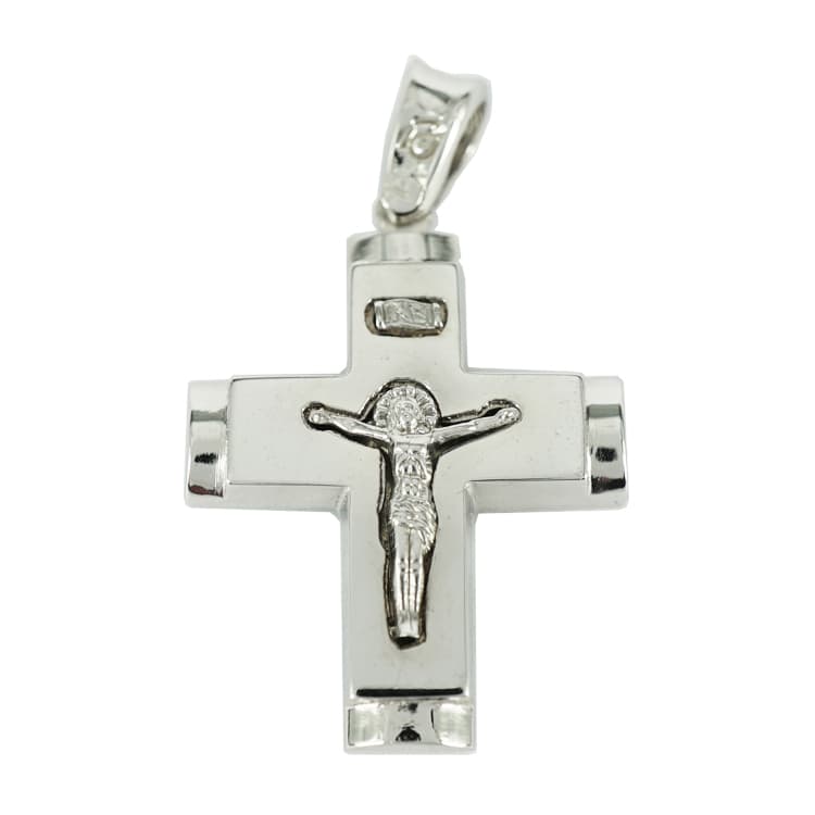 Σταυρός Βάπτισης 9 Καρατίων Λευκόχρυσος Ανδρικός ST1327