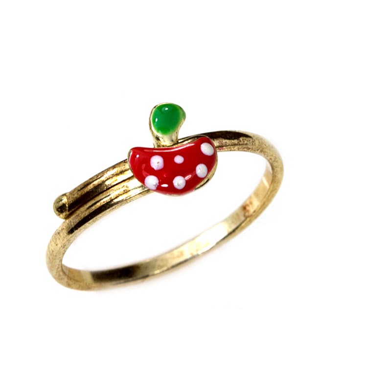 Παιδικό Δαχτυλίδι Φραουλίτσα Από Κίτρινο Χρυσό Κ14 PDX117