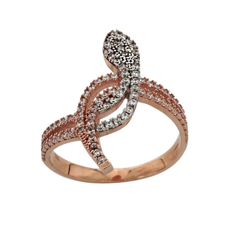 Σεβαλιέ Δαχτυλίδι απο Ροζ Χρυσό 14 Καρατίων DX198