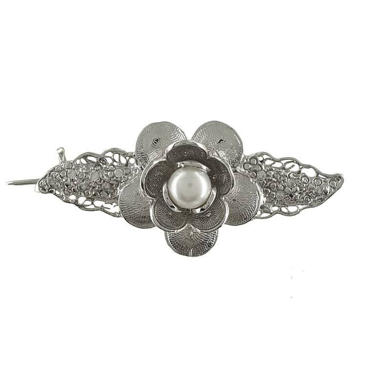 Καρφίτσα Λουλούδι από Λευκό Χρυσό 14 Καρατίων KRF112