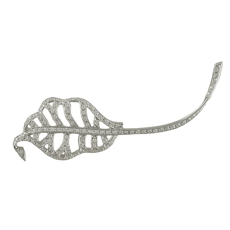 Καρφίτσα Φύλλο από Λευκό Χρυσό 14 Καρατίων KRF113