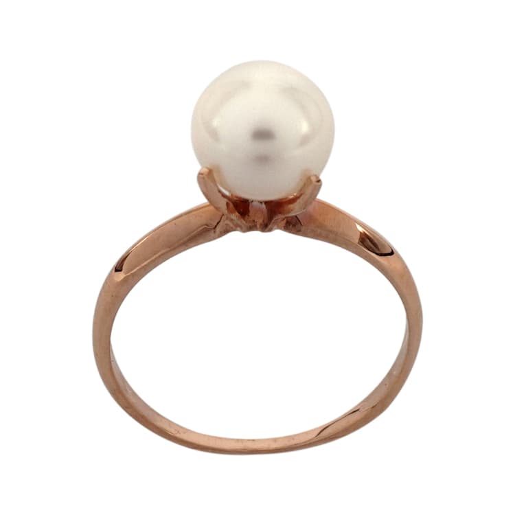 Ροζ Χρυσό Μονόπετρο Δαχτυλίδι με Μαργαριτάρι Κ14 DX215