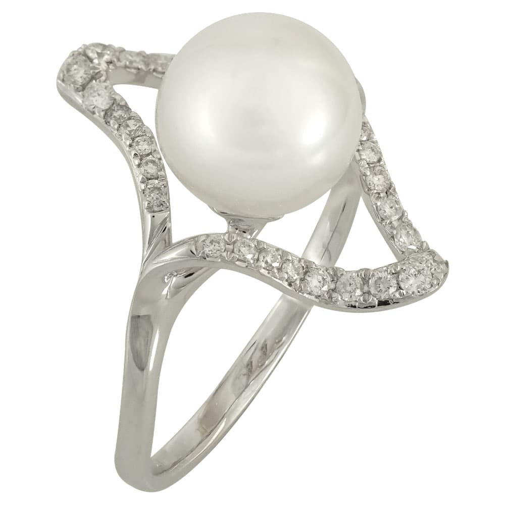 Μονόπετρο Δαχτυλίδι Κ18 με Μαργαριτάρι και Διαμάντια Brilliant DDX199