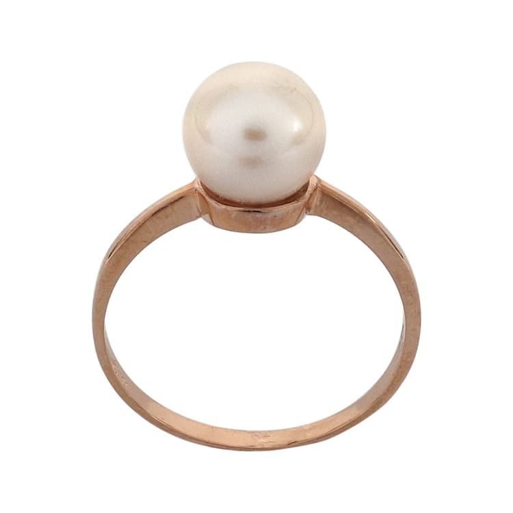 Ροζ Χρυσό Μονόπετρο Δαχτυλίδι με Μαργαριτάρι Akoya Κ14 DX211