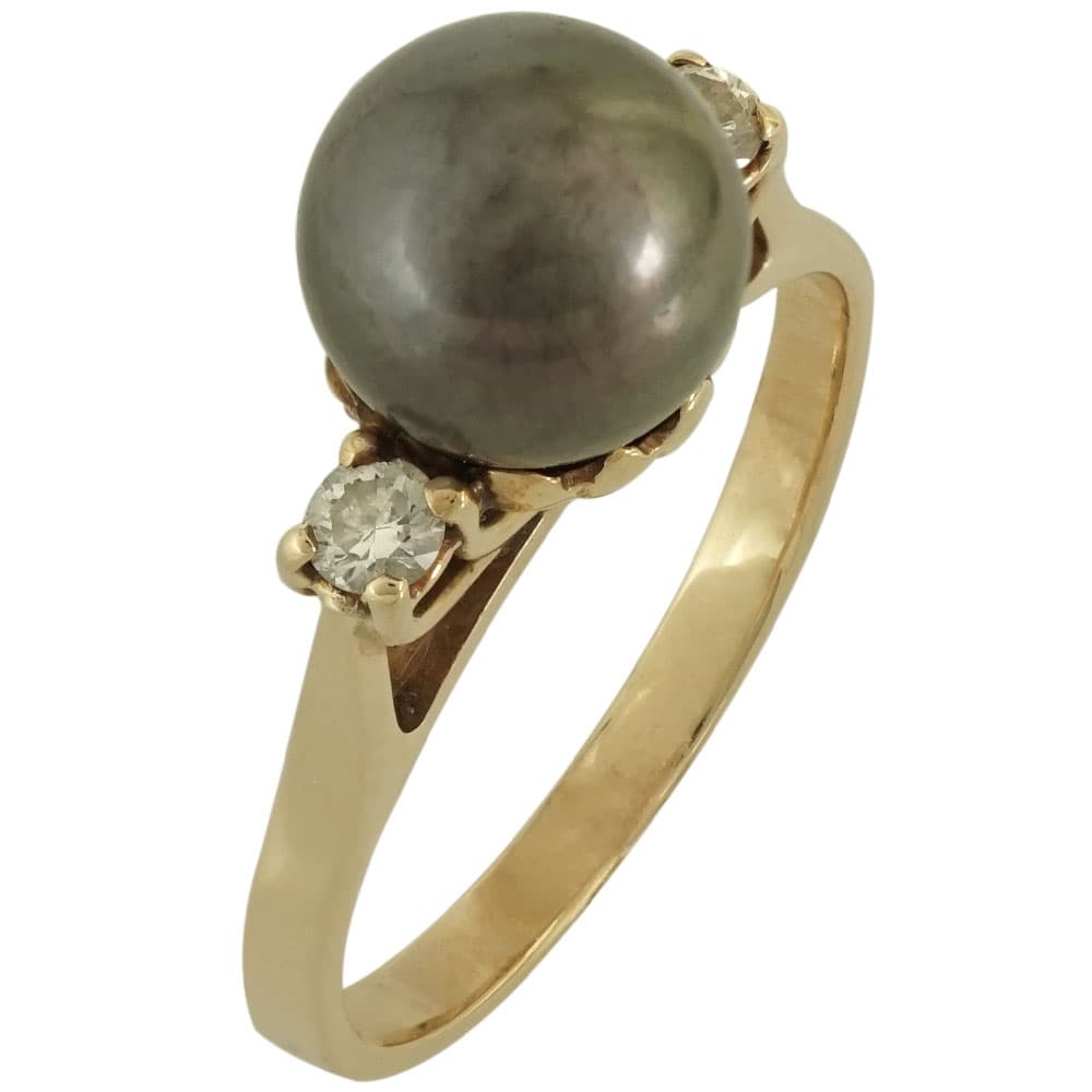 Μονόπετρο Δαχτυλίδι Κ18 με Μαργαριτάρι και Διαμάντια Brilliant DDX197