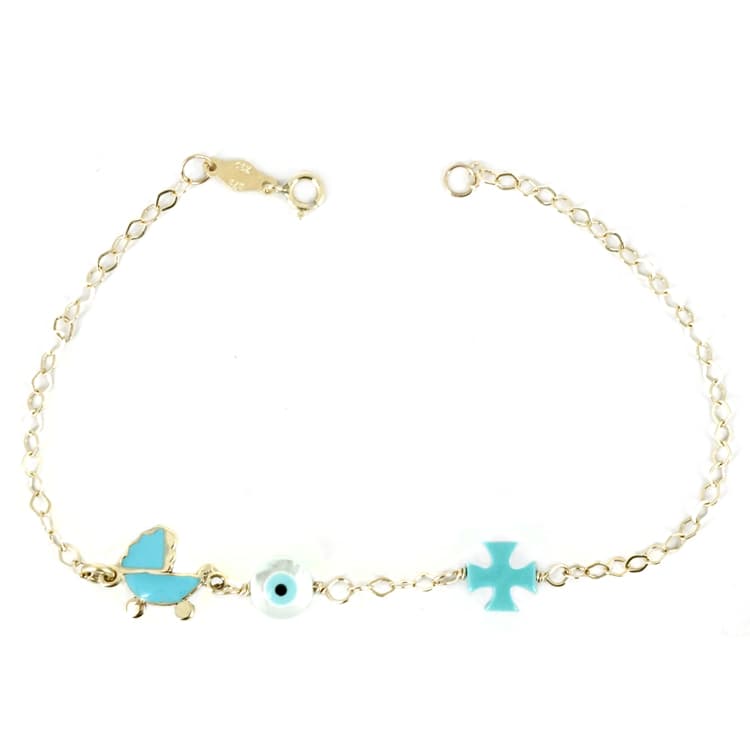 Κίτρινο Χρυσό Παιδικό Βραχιόλι με Καροτσάκι Κ9 PVR204