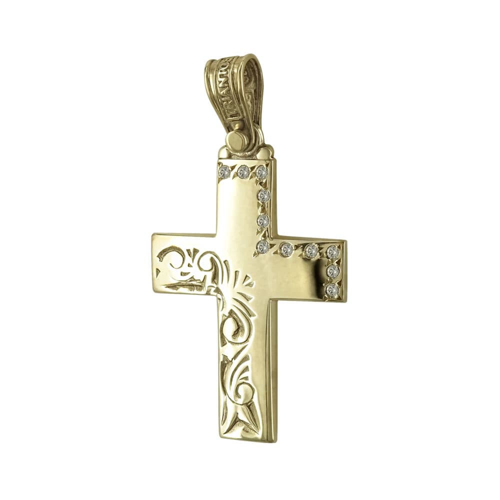 Σταυρός Βάπτισης 14 Καρατίων Κίτρινος Χρυσός Γυναικείος ΤΡΙΑΝΤΟΣ ST1290
