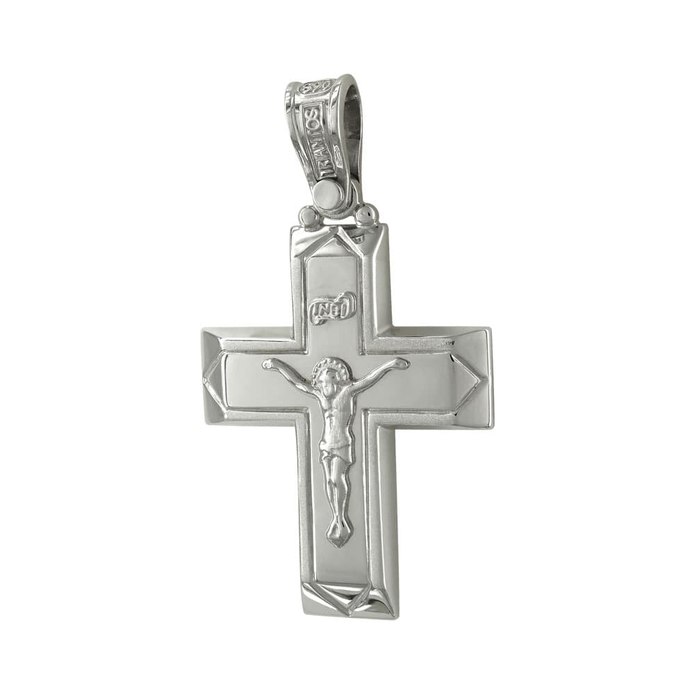 Σταυρός Βάπτισης 14 Καρατίων Λευκόχρυσος Ανδρικός ΤΡΙΑΝΤΟΣ ST1314