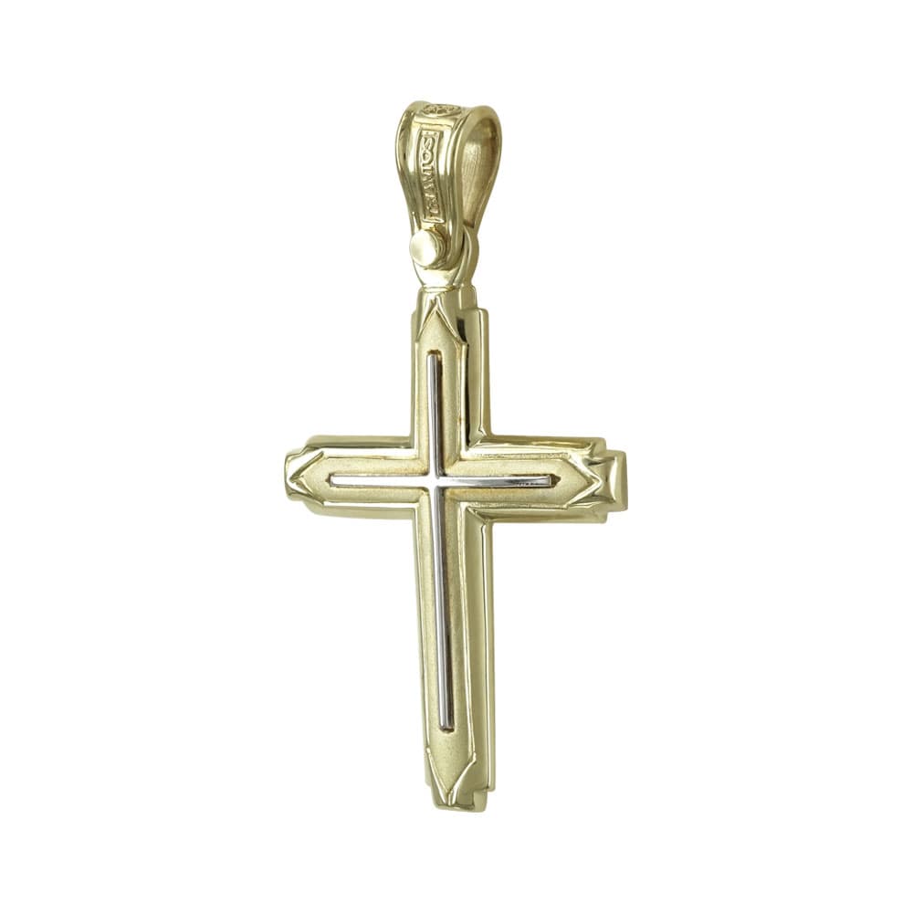 Σταυρός Βάπτισης 14 Καρατίων Δίχρωμος Χρυσός Ανδρικός ΤΡΙΑΝΤΟΣ ST1354