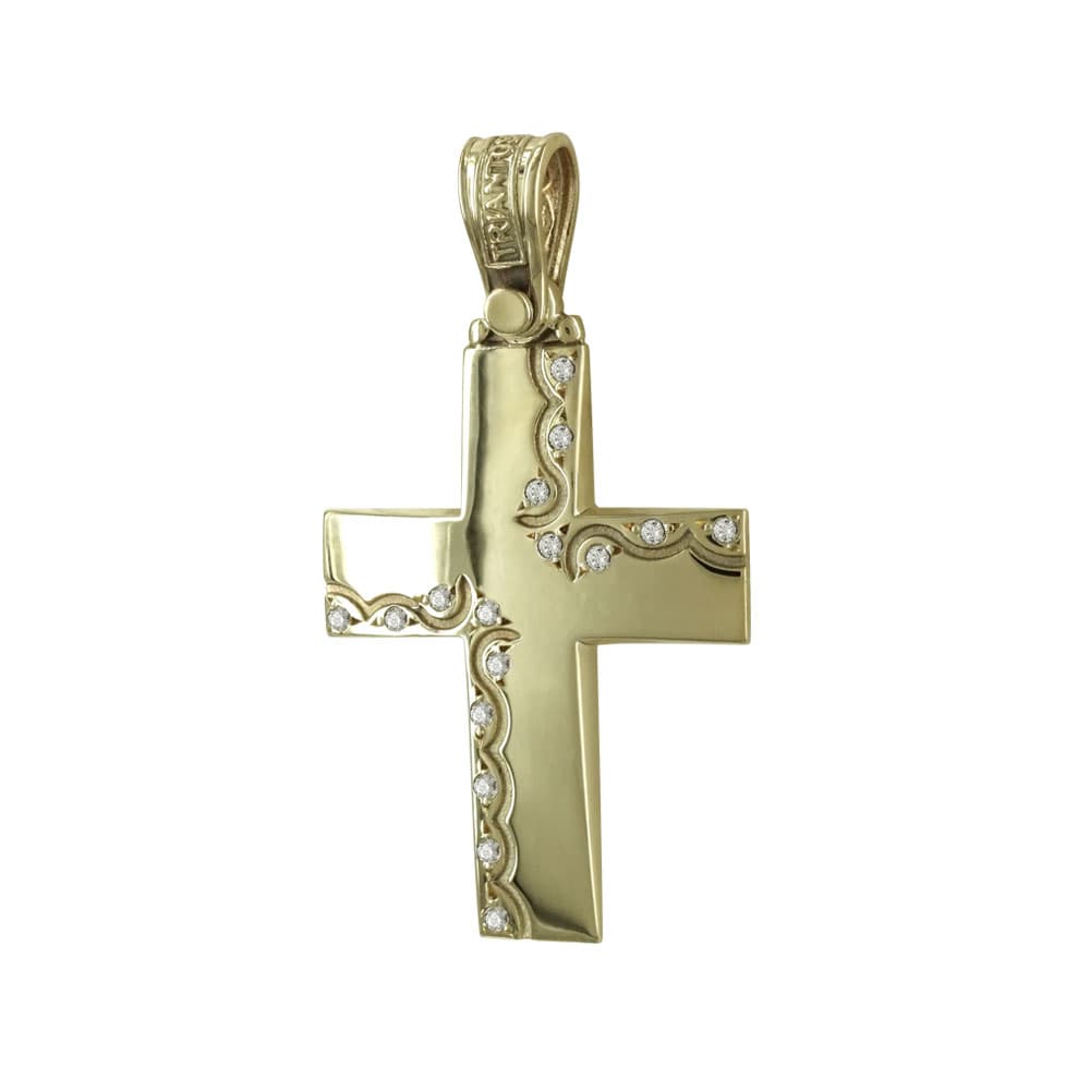 Σταυρός Βάπτισης 14Κ Κίτρινος Χρυσός Γυναικείος ΤΡΙΑΝΤΟΣ ST1445