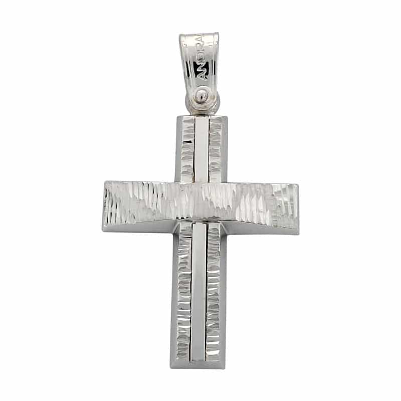 Σταυρός Βάπτισης 14 Καρατίων Λευκόχρυσος Ανδρικός ST1574