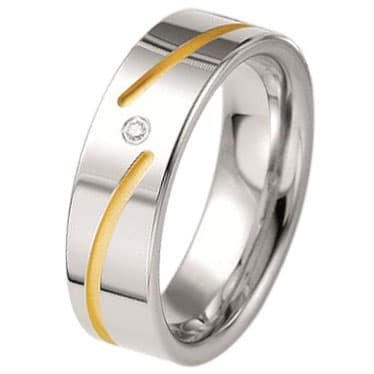 Δίχρωμη Ασημένια Βέρα Γάμου Breuning με ή χωρίς Πέτρες WRS229 xoris_petra