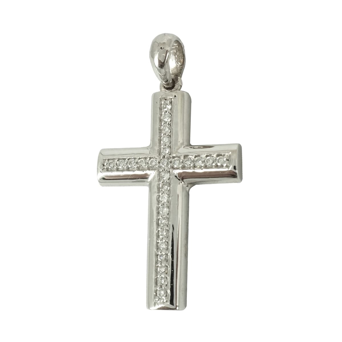 Σταυρός Βάπτισης Κ18 Λευκόχρυσος με Διαμάντια Brilliant Γυναικείος ST036697