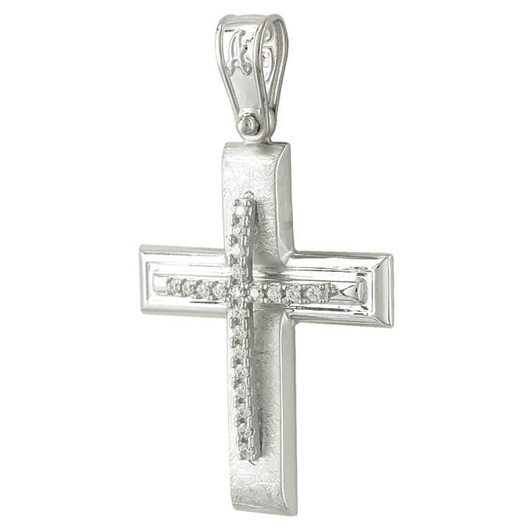 Σταυρός Βάπτισης Κ14 Λευκόχρυσος Γυναικείος ST2060