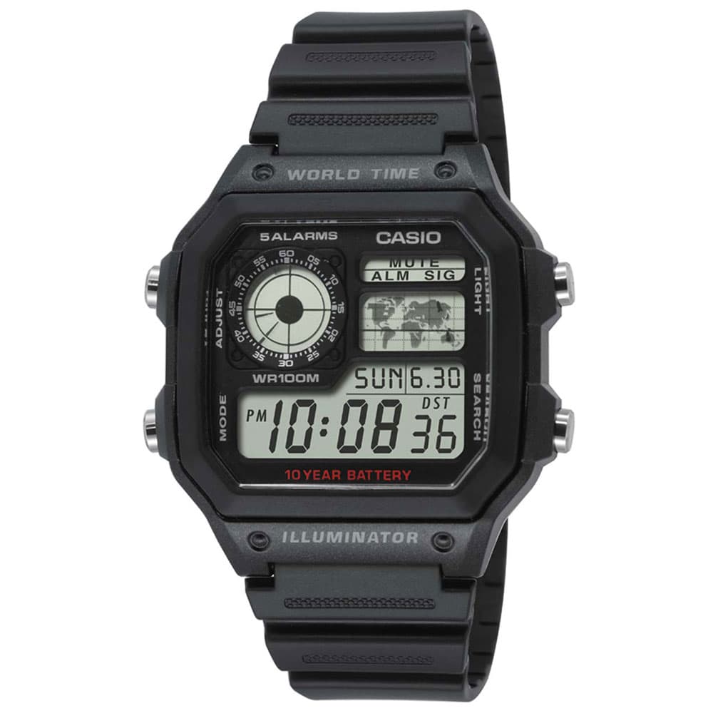 CASIO Sport Black Rubber Strap AE-1200WH-1AVEF