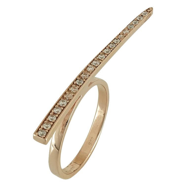 Ροζ Χρυσό Δαχτυλίδι Minimal Row K9 DX587