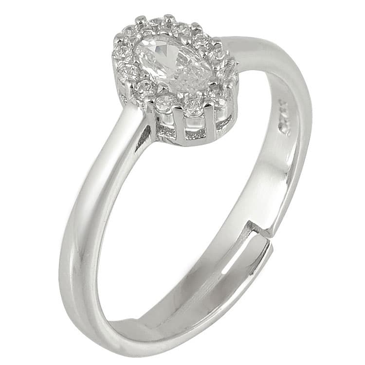 Βεράκι δαχτυλίδι από ασήμι με πέτρες ζιργκόν