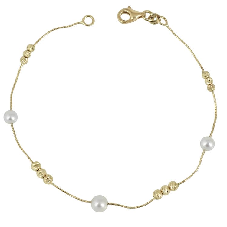 Κίτρινο Χρυσό Βραχιόλι με Μαργαριτάρια Κ14 VR73645