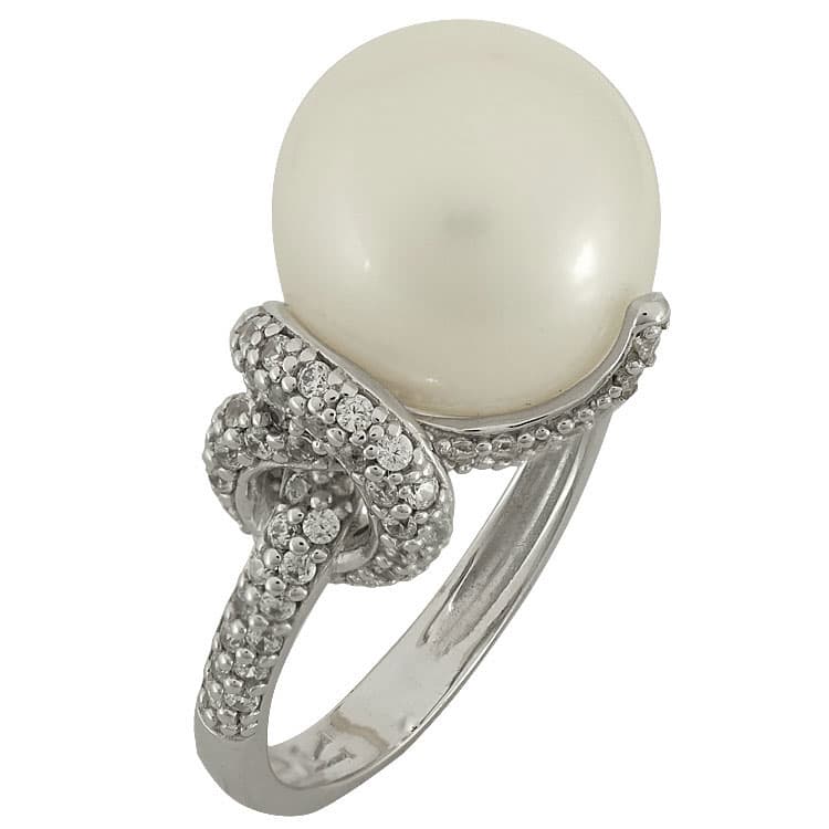 Λευκόχρυσό Μονόπετρο Δαχτυλίδι με Μαργαριτάρι Κ14 DX61904