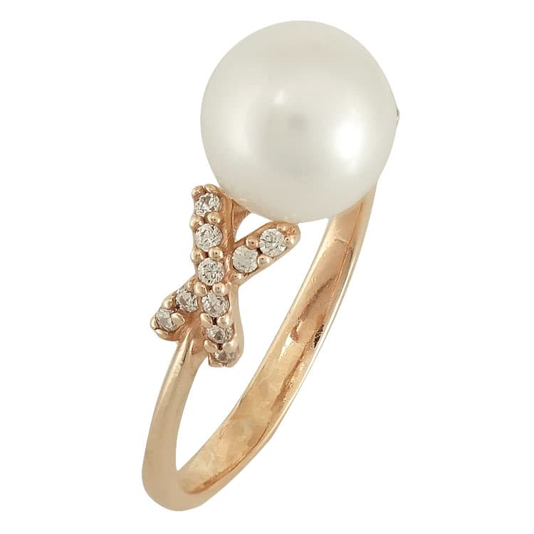 Ροζ Χρυσό Μονόπετρο Δαχτυλίδι με Μαργαριτάρι Κ14 DX73742