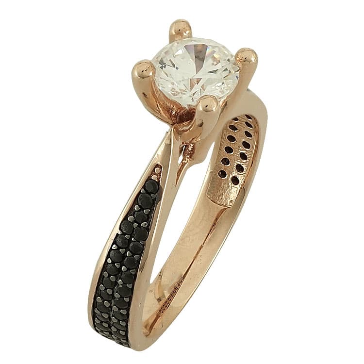 Ροζ Χρυσό Μονόπετρο Δαχτυλίδι Κ14 DX86148