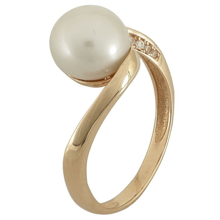 Ροζ Χρυσό Μονόπετρο Δαχτυλίδι με Μαργαριτάρι Κ14 DX86840