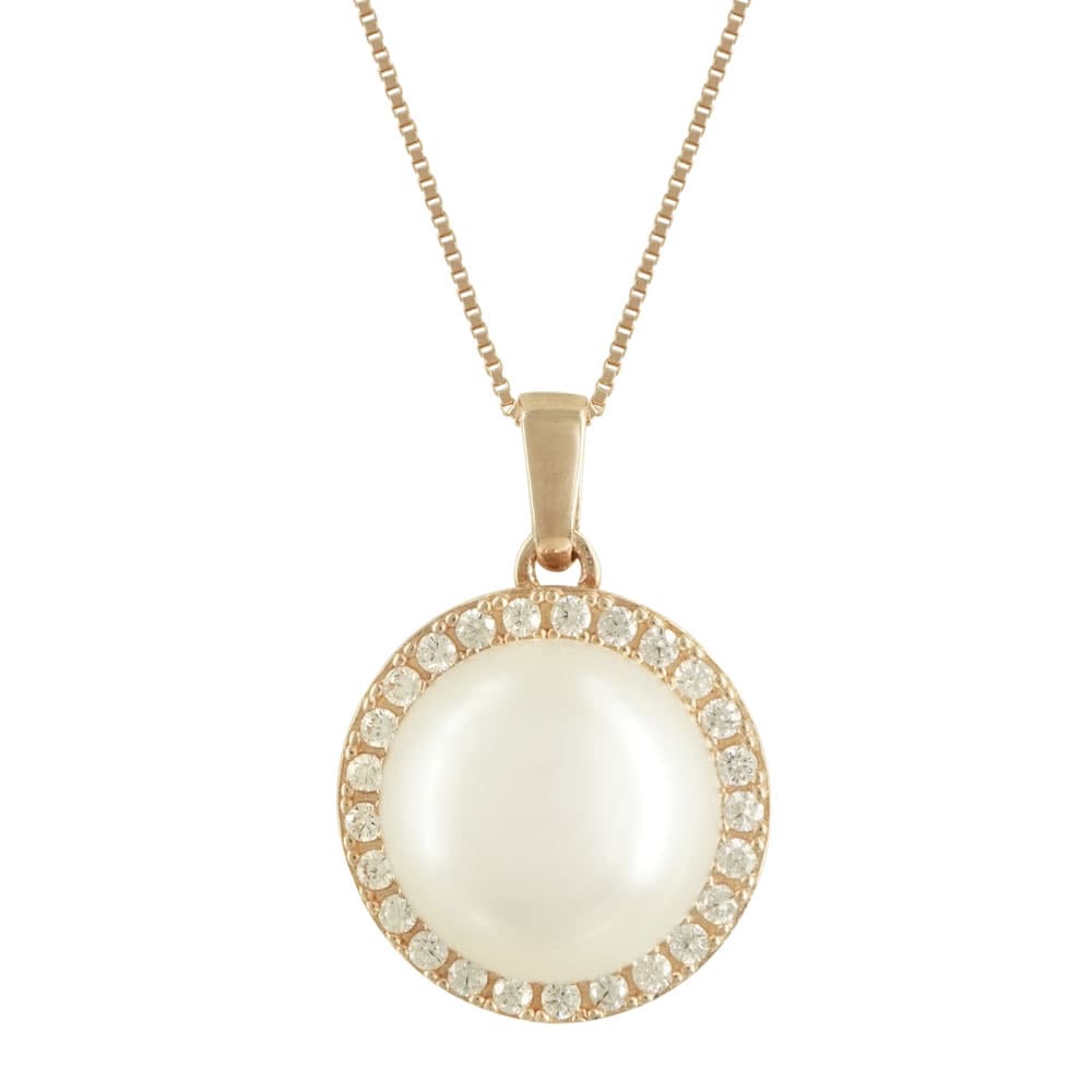 Ροζ Χρυσό Μενταγιόν με Μαργαριτάρι Κ14 M86716