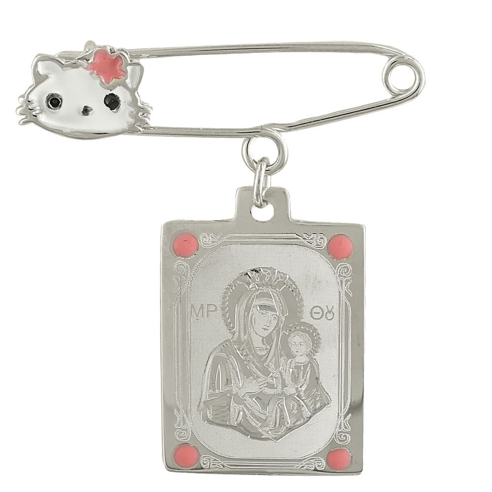 Λευκόχρυση Παραμάνα με την Παναγίτσα 9 Καρατίων PA392