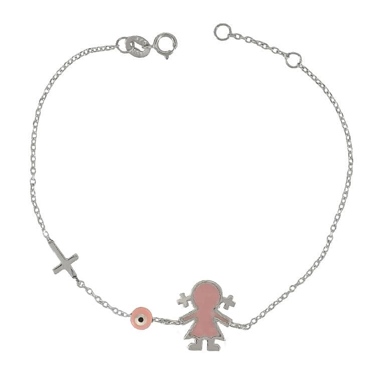 Λευκόχρυσο Παιδικό Βραχιόλι με Κοριτσάκι Κ9 PVR330