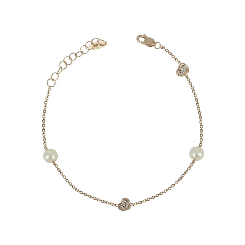 Ροζ Χρυσό Βραχιόλι με Μαργαριτάρια Κ14 VR90751