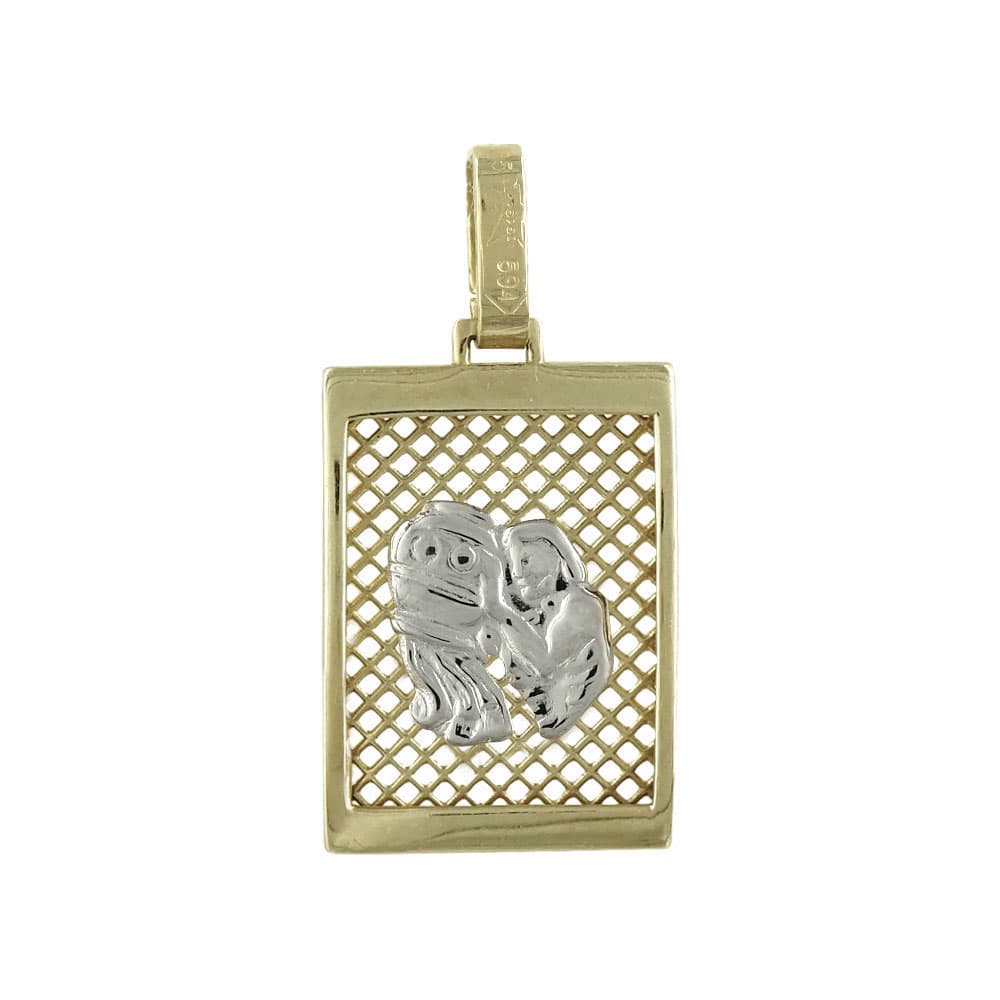 Ζώδιο Υδροχόος Από Δίχρωμο Χρυσό Κ14 ZD111