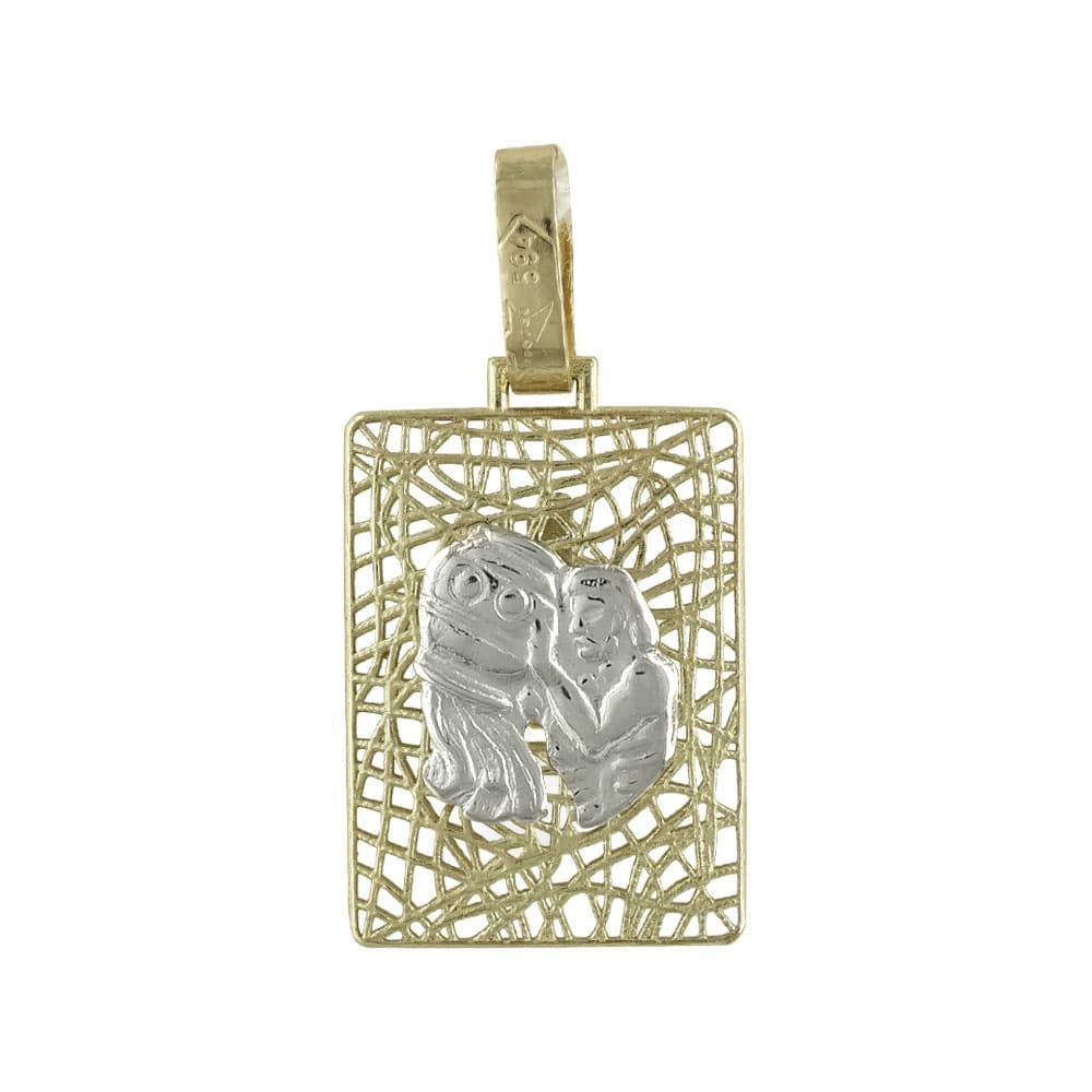 Ζώδιο Υδροχόος Με Σταυρό Από Δίχρωμο Χρυσό Κ14 ZD211