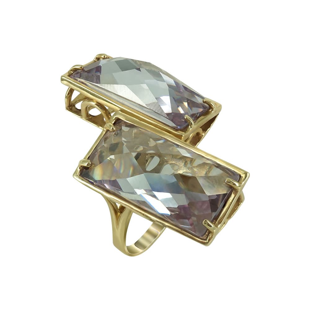 Κίτρινο Χρυσό Δαχτυλίδι Mε Oρυκτές Πέτρες Κ14 DX662