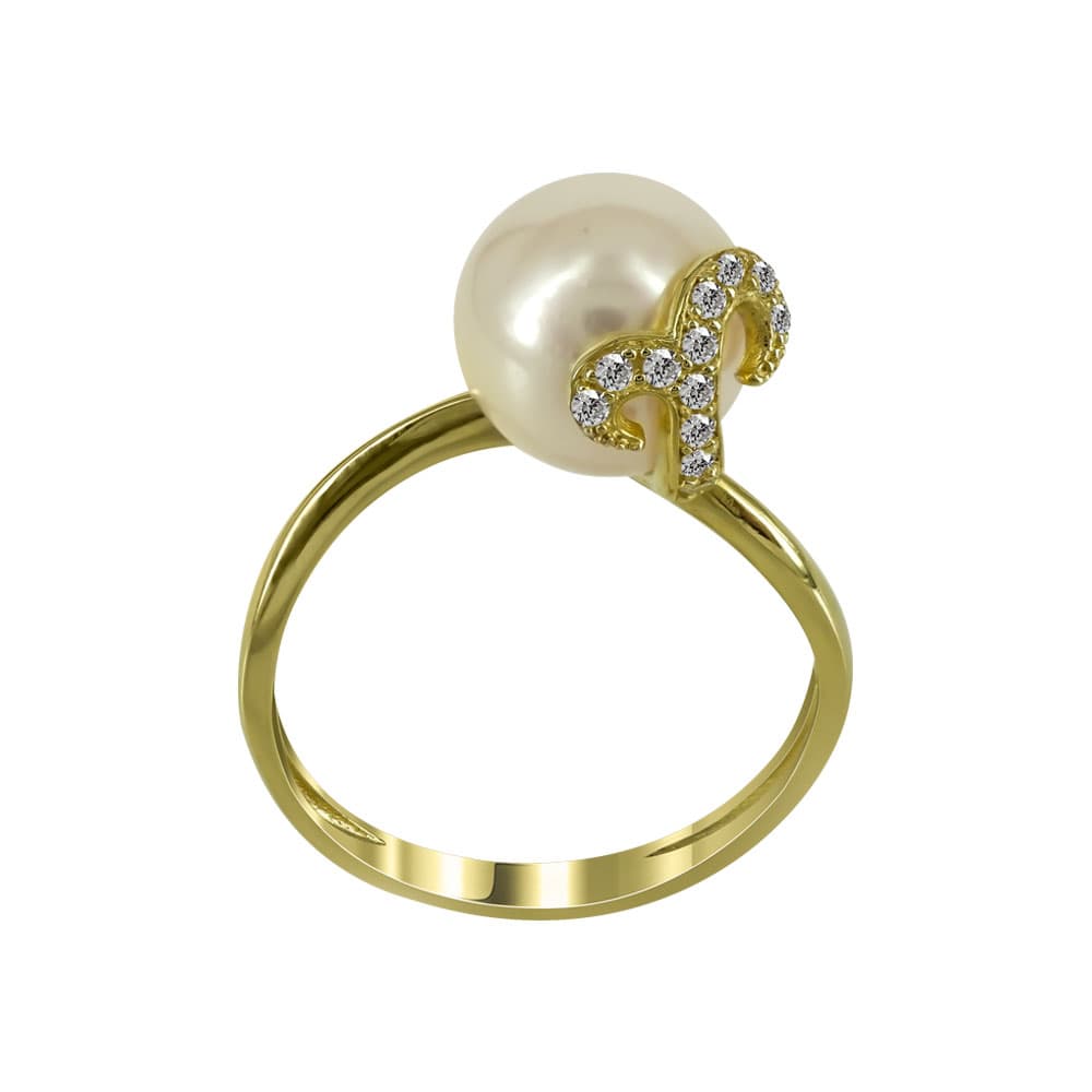 Κίτρινο Χρυσό Δαχτυλίδι Με Μαργαριτάρι Κ14 DX94190