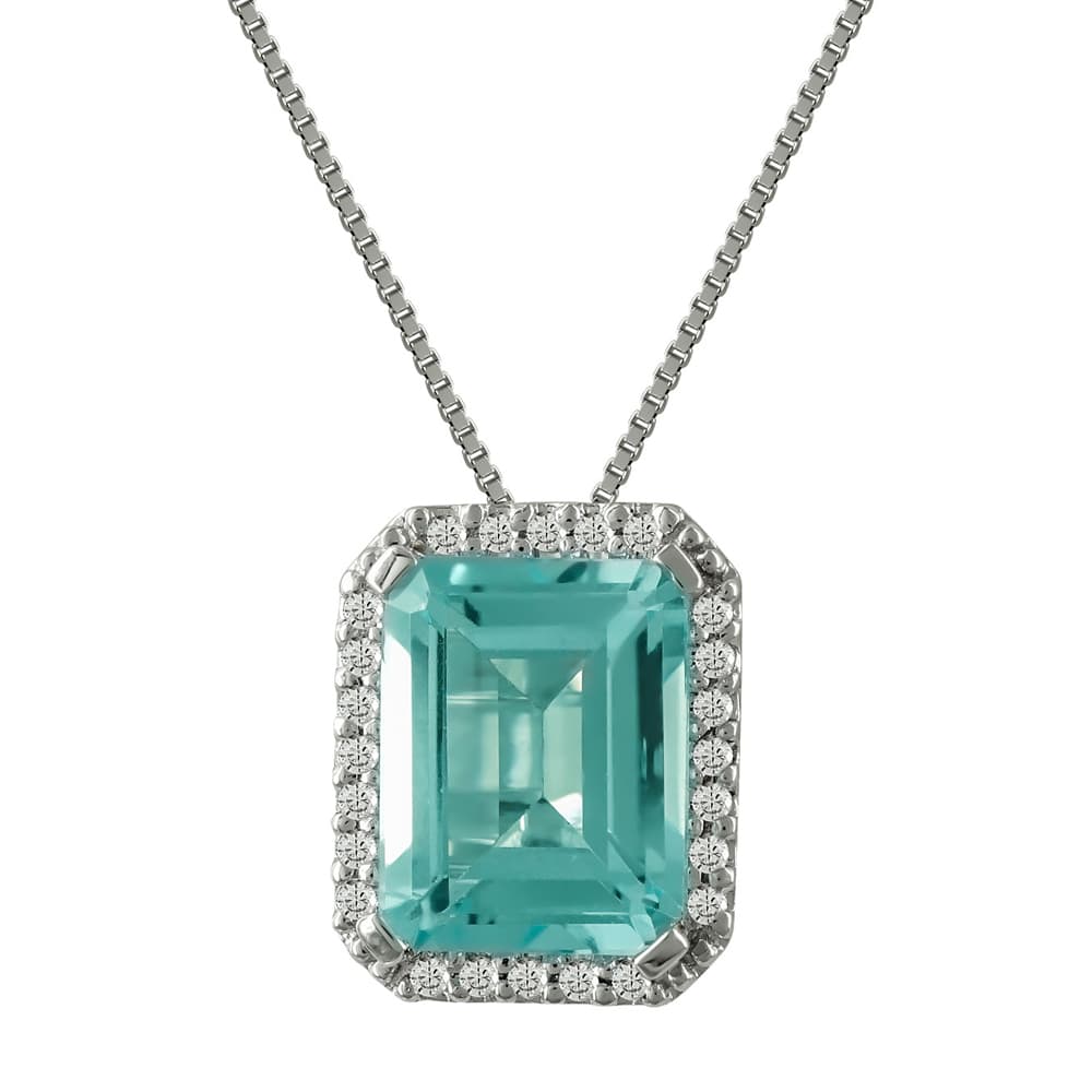 Μενταγιόν Με Blue Topaz και Διαμάντια Brilliant από Λευκόχρυσο Κ18 DM30195