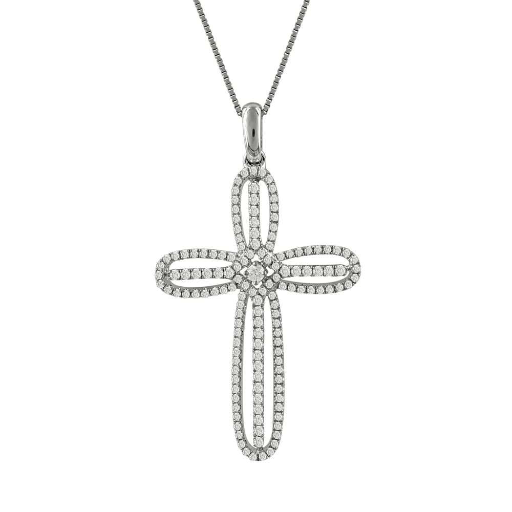 Γυναικείος Σταυρός Σε Λευκόχρυσο 18 Καρατίων Με Διαμάντια Brilliant DST64057