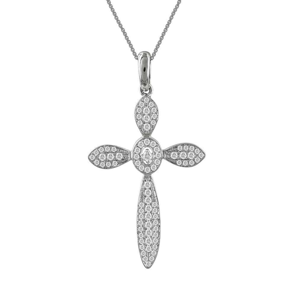 Γυναικείος Σταυρός Σε Λευκόχρυσο 18 Καρατίων Με Διαμάντια Brilliant ST67065