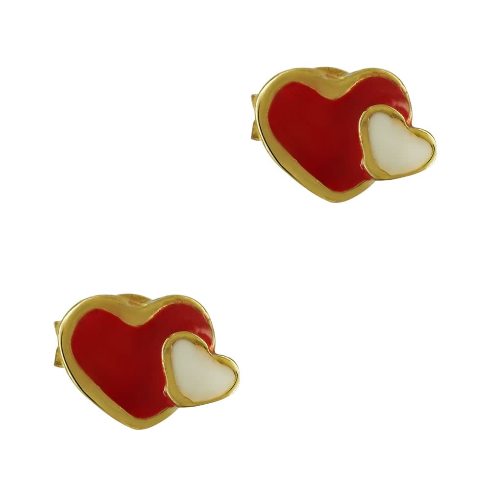 Παιδικά Σκουλαρίκια Με Καρδούλα Από Επιχρυσωμένο Ασήμι PSK372