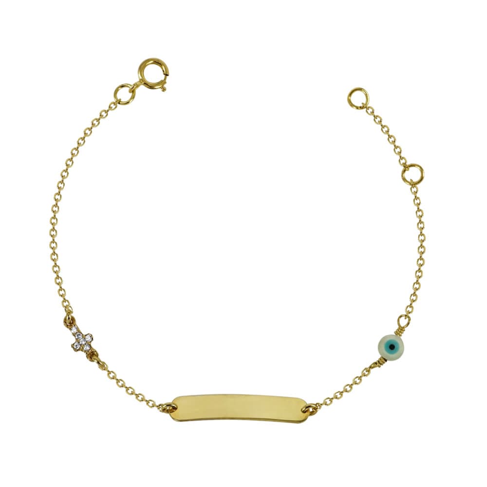 Παιδική Ταυτότητα Με Σταυρουδάκι Από Κίτρινο Χρυσό Κ9 TVR087244