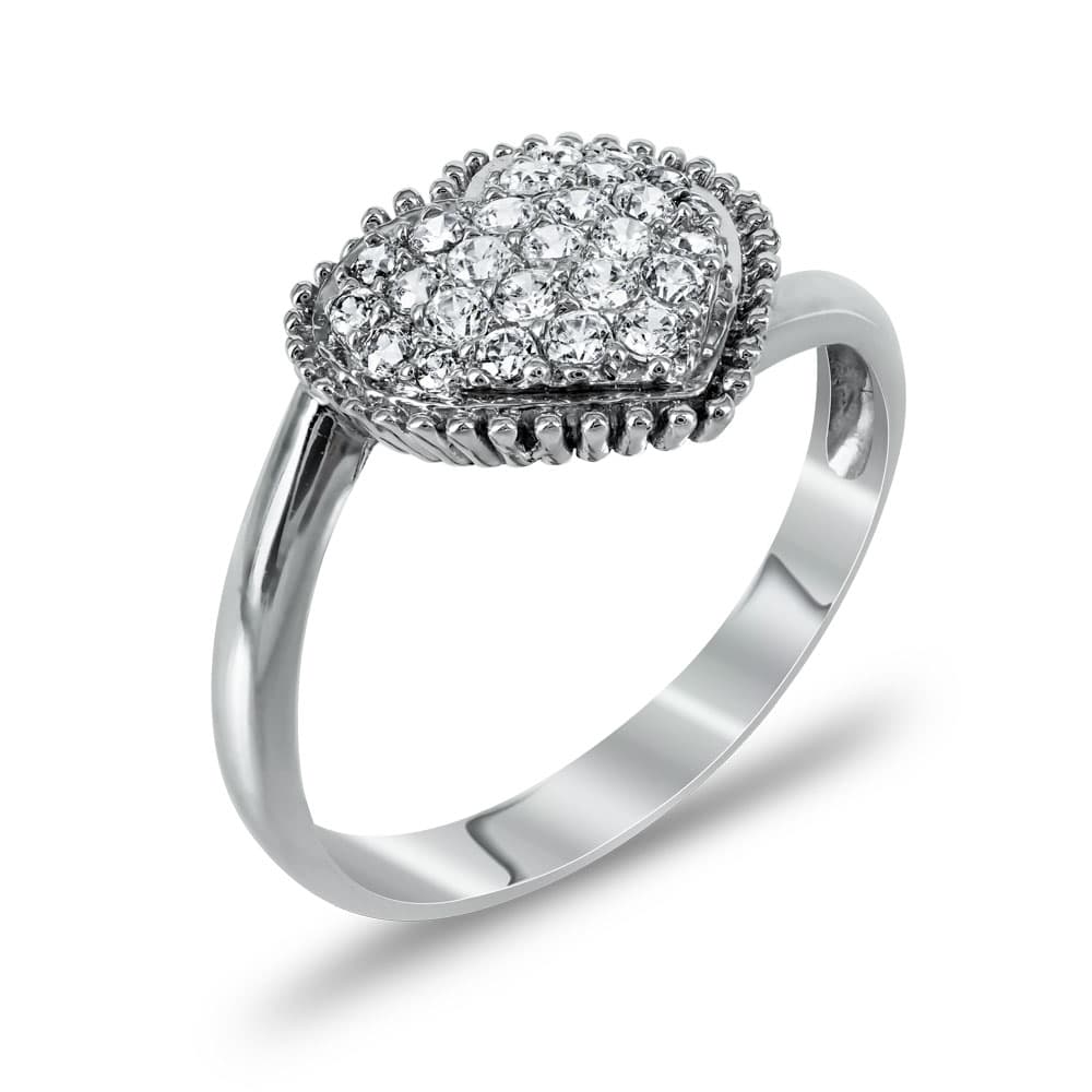 Δαχτυλίδι Καρδιά Από Λευκόχρυσο Κ14 DX732