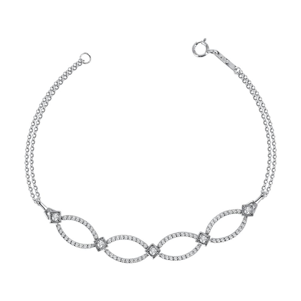 Βραχιόλι Με Πέτρες Από Λευκόχρυσο Κ14 VR587