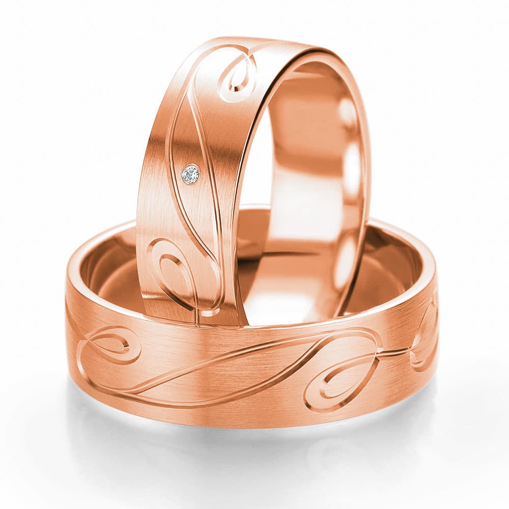 Ροζ Χρυσή Βέρα Γάμου Breuning με ή χωρίς Πέτρες WR307R diamonds k18