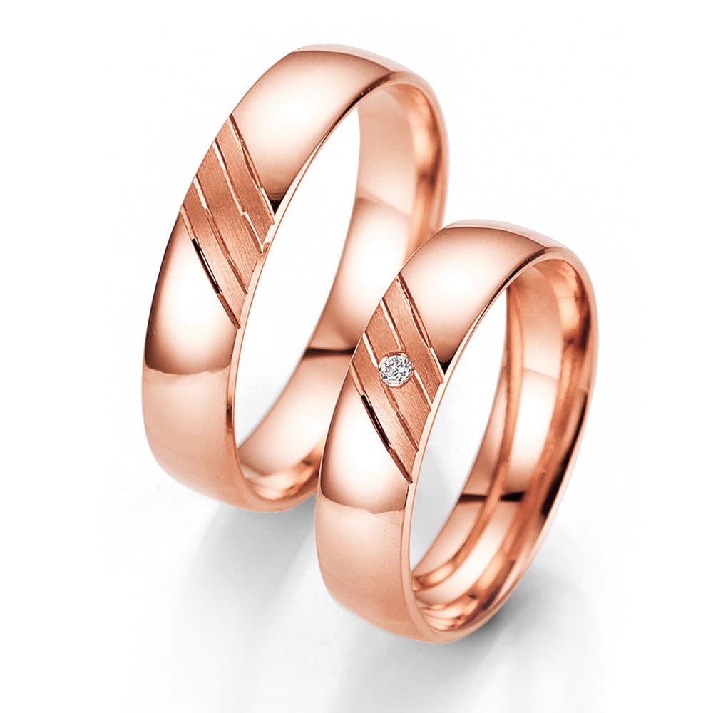 Ροζ Χρυσή Βέρα Γάμου Breuning με ή χωρίς Πέτρες WR317R diamonds k14