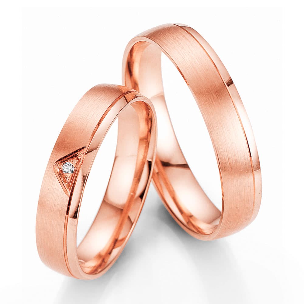 Ροζ Χρυσή Βέρα Γάμου Breuning με ή χωρίς Πέτρες WR319R diamonds k8