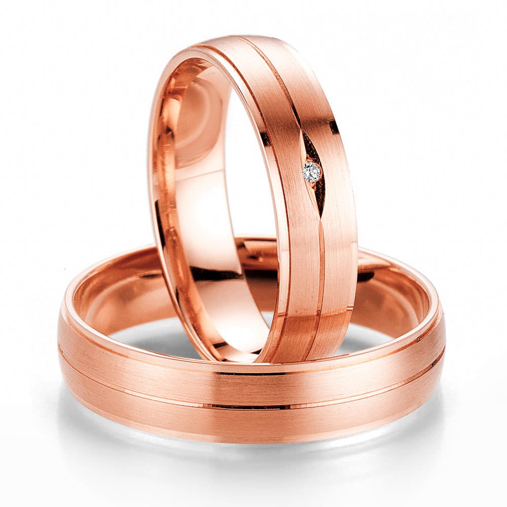 Ροζ Χρυσή Βέρα Γάμου Breuning με ή χωρίς Πέτρες WR321R diamonds k18