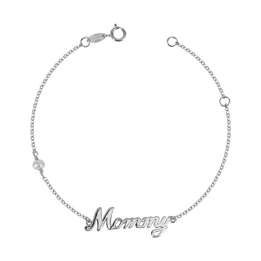 Βραχιόλι Μommy Aπό Λευκόχρυσο Κ9 VR605