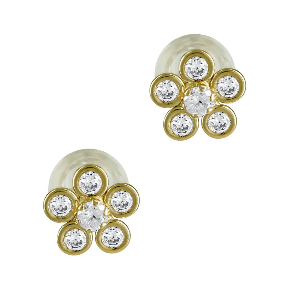 Παιδικά Σκουλαρίκια Λουλούδια Από Κίτρινο Χρυσό Κ14 PSK419