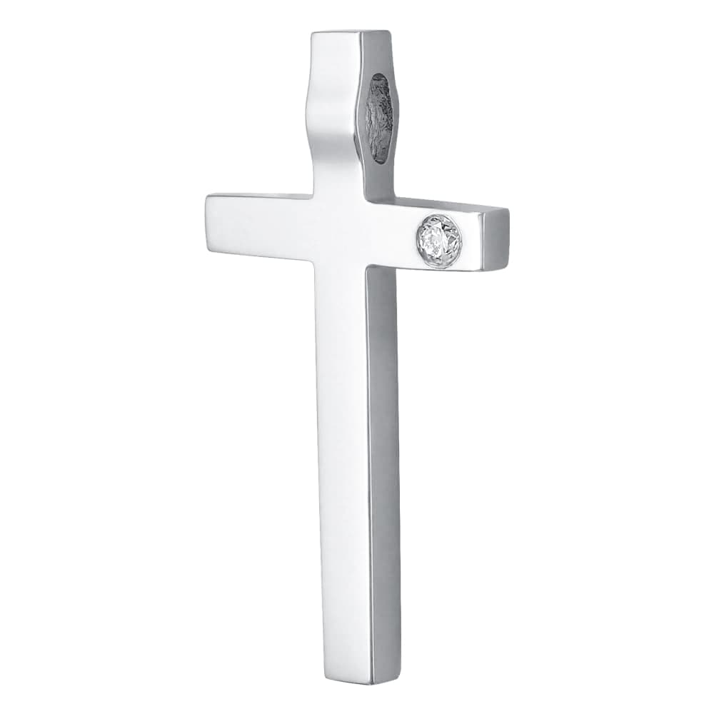 Σταυρός Βάπτισης Γυναικείος Σε Λευκόχρυσο 18 Καρατίων Με Διαμάντια Brilliant ST2638