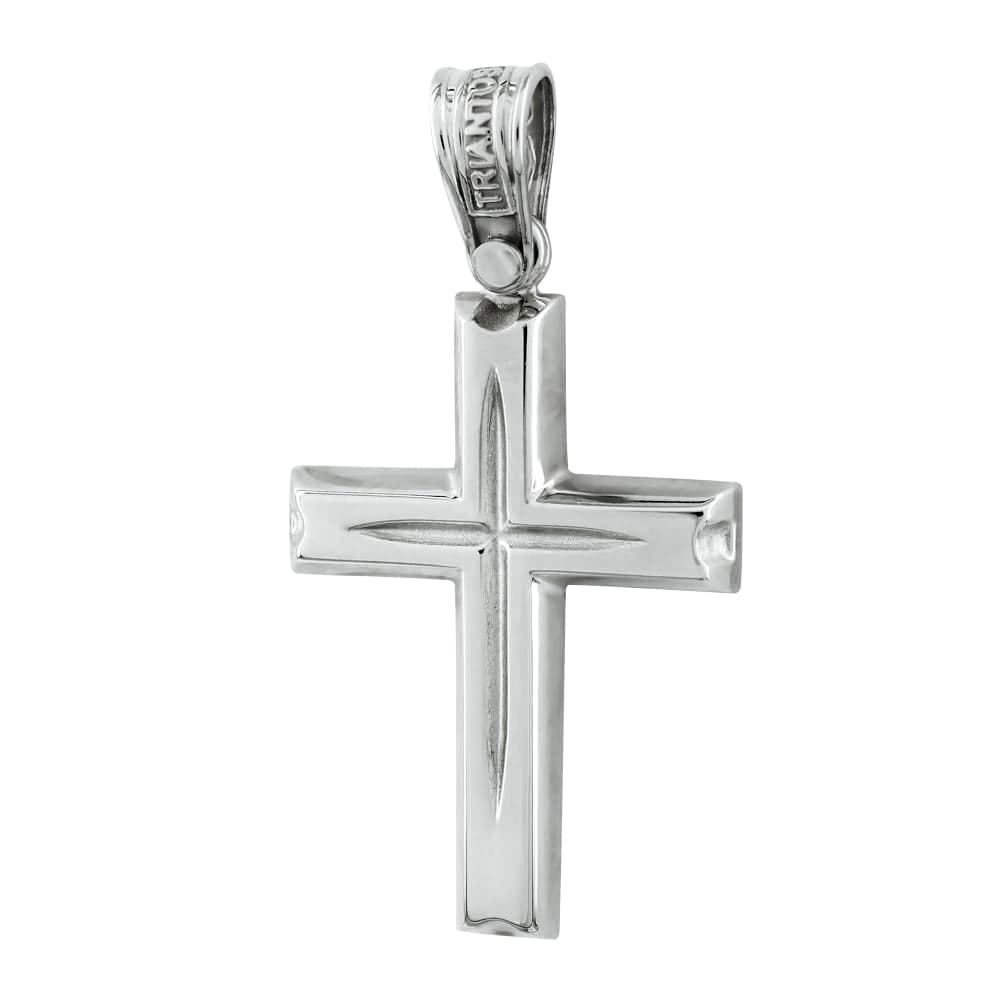 Σταυρός Βάπτισης Τριάντος Ανδρικός Σε Λευκόχρυσο 14 Καρατίων ST2608
